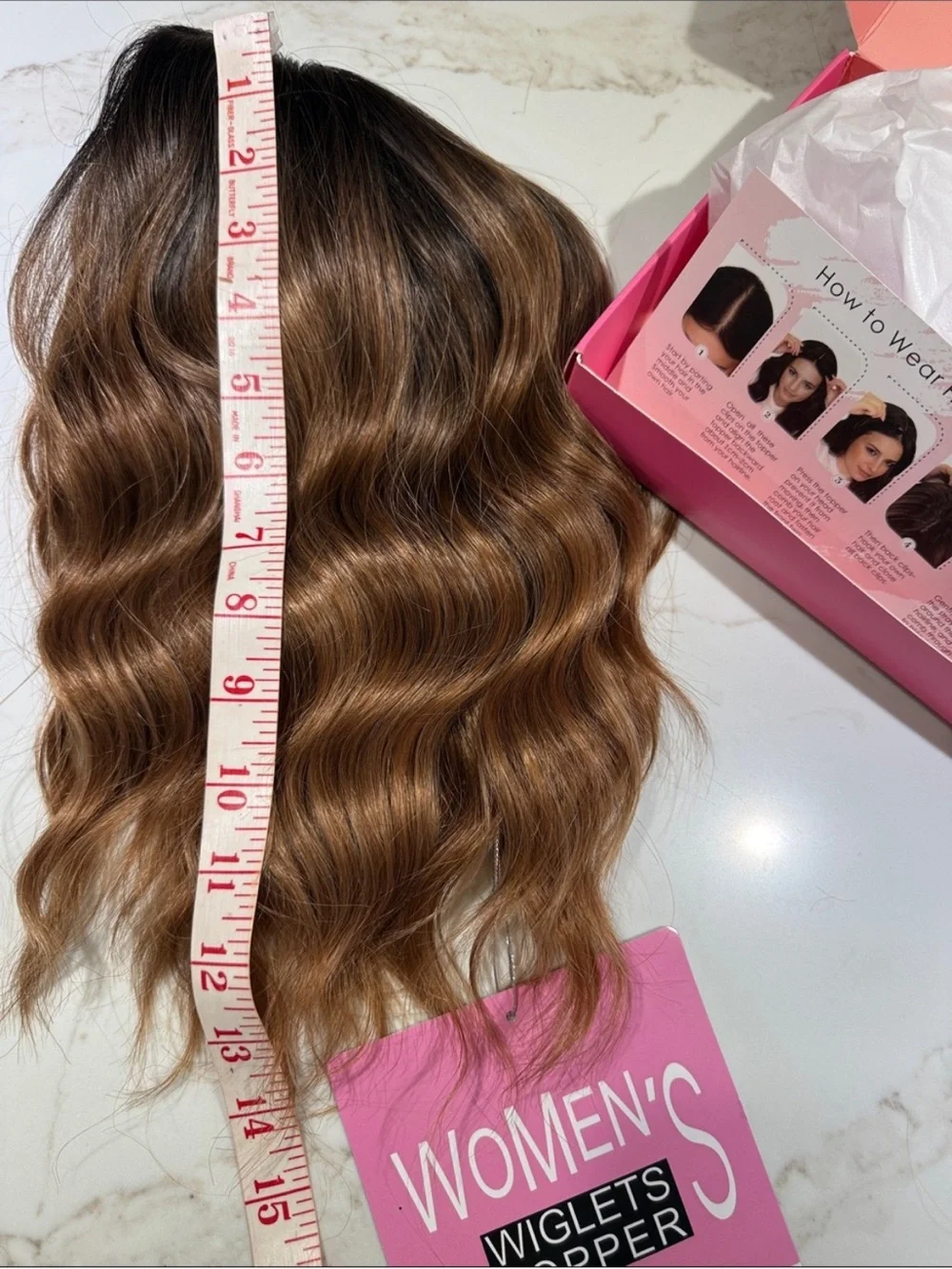 NWT Hair Topper 13” Wavy Center Part, Ombre, Brown HoneyCarmel gold balayage wig